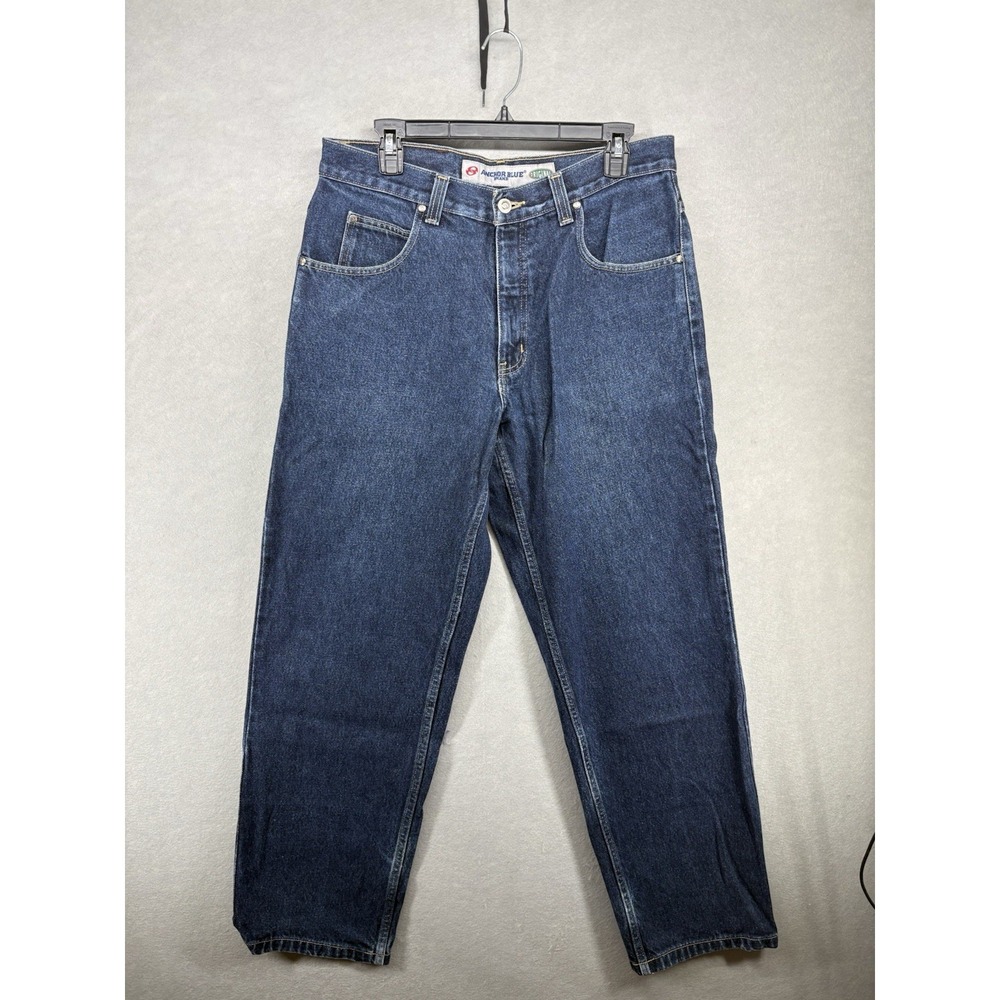 Anchor Blue Men's Baggy Loose Easy Jeans Size 32x30 Blue Denim Y2K Pants